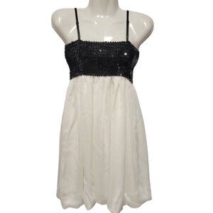 Spaghetti Strap  Empire Waist Sequin White Dress One Size